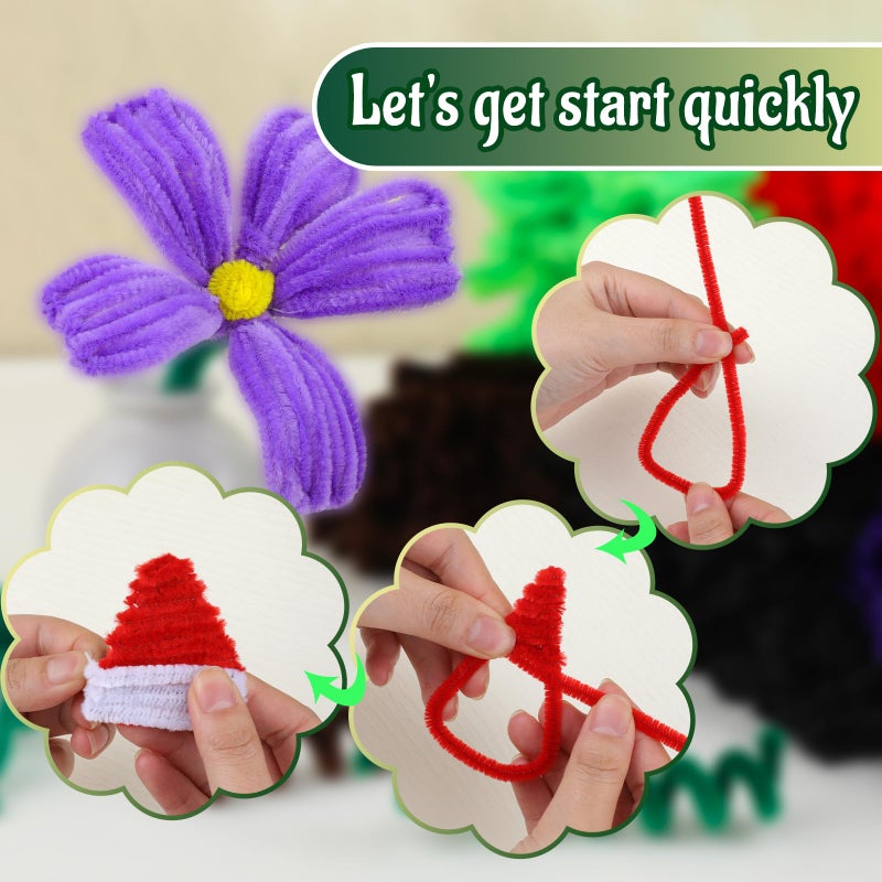 Mnuizu 200pcs Pipe Cleaners,Pipe Cleaners Chenille Stems for Craft, Fuzzy Sticks Christmas Craft Supplies for DIY Art & Creative Crafts Decorations(Dark Green) - Image 5